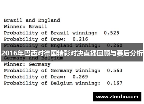 2016年巴西对德国精彩对决直播回顾与赛后分析
